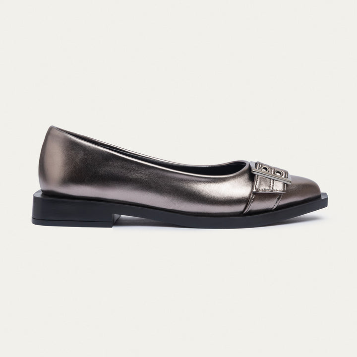 Buckled Pointed Loafers | Bronze Gray