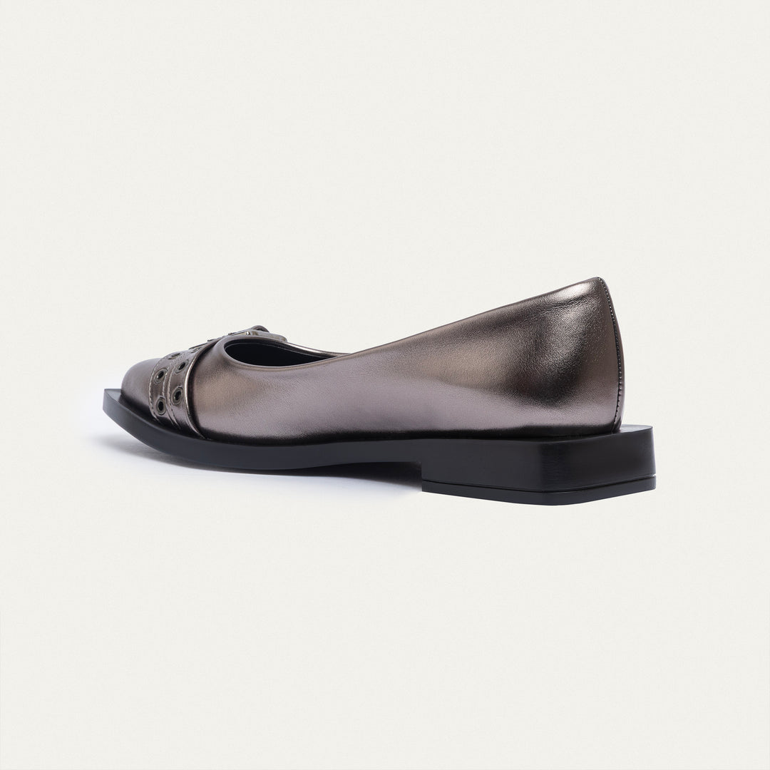 Achilles | Buckled Pointed Loafers - Bronze Gray