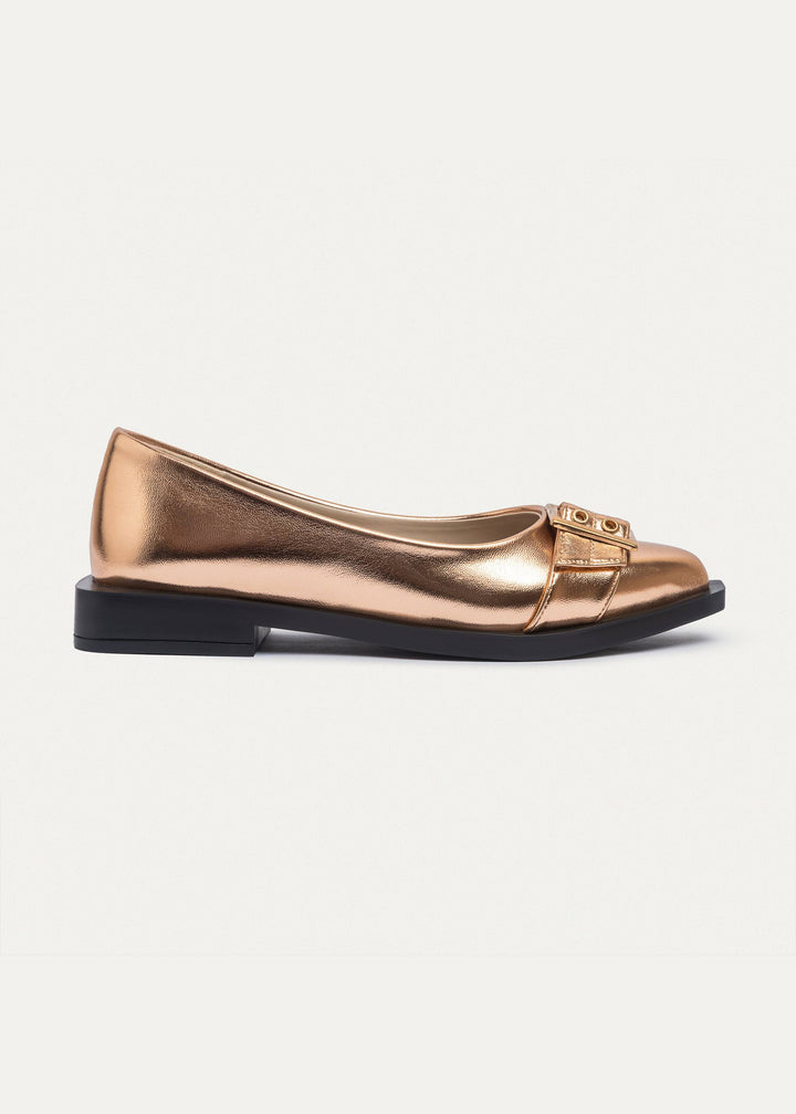 Achilles | Buckled Pointed Loafers - Rose Gold