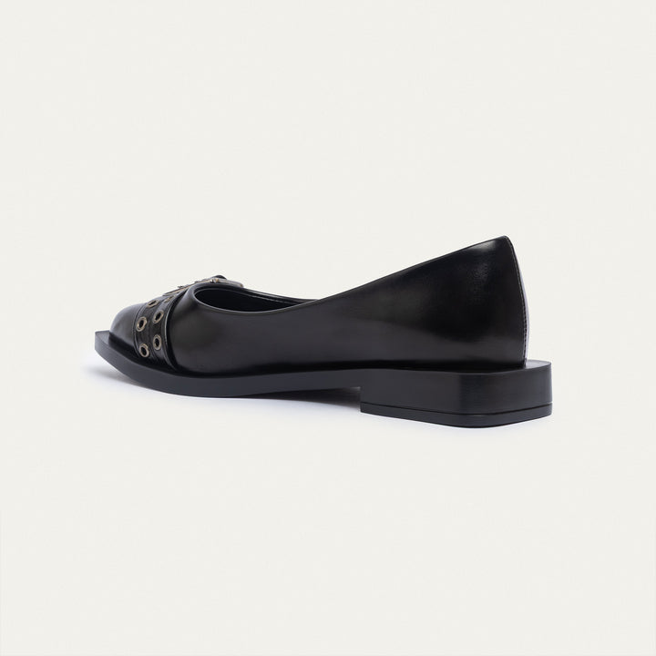 Buckled Pointed Loafers | Black