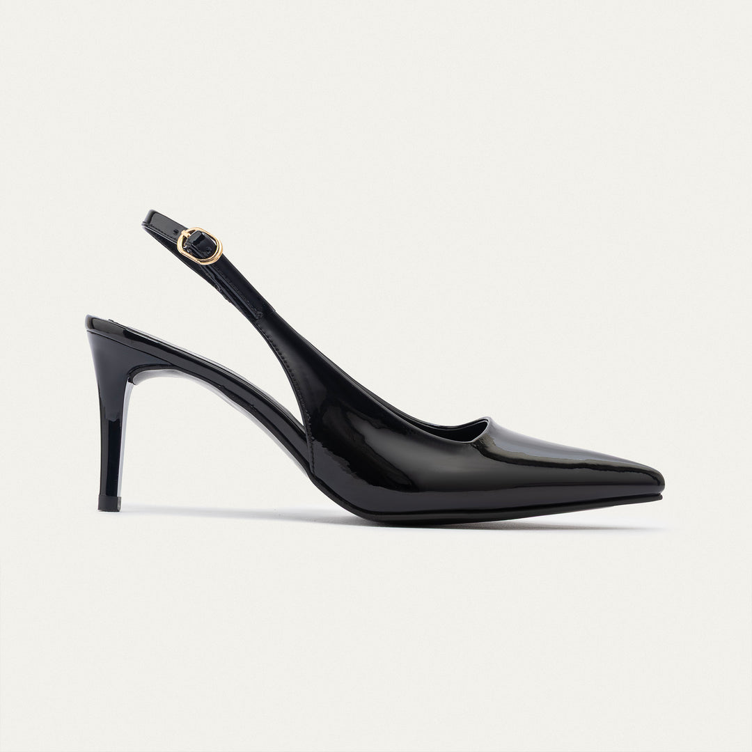 Achilles| Slingback Pointed Heels - Black