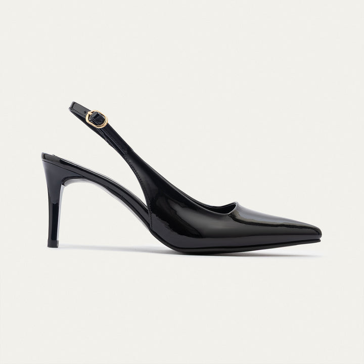 Achilles| Slingback Pointed Heels - Black