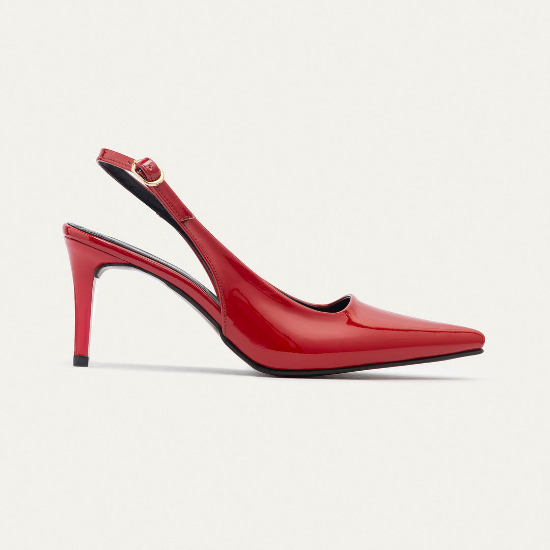 Achilles| Slingback Pointed Heels - Scarlet Red