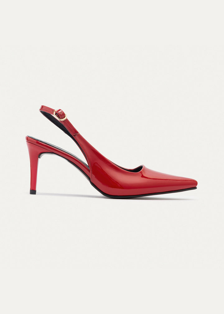 Slingback Pointed Heels | Scarlet Red