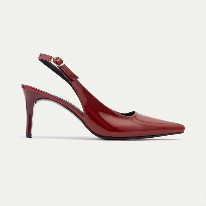 Achilles| Slingback Pointed Heels - Burgundy