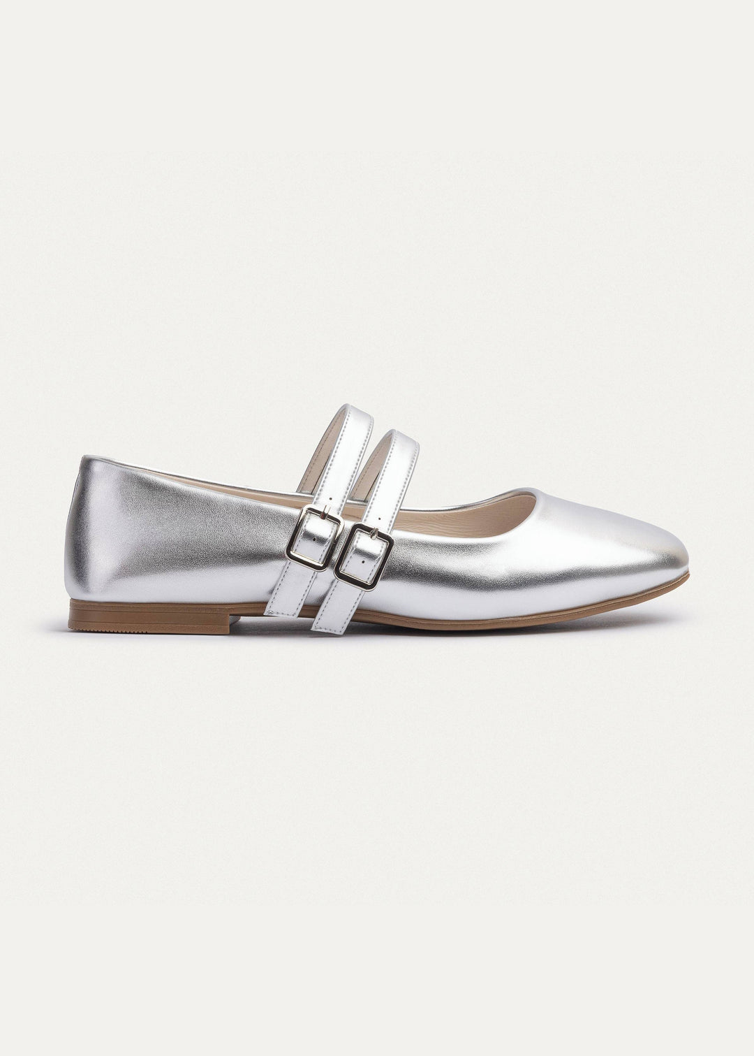 Achilles | Milan Double Strap Mary Jane Flats - Silver