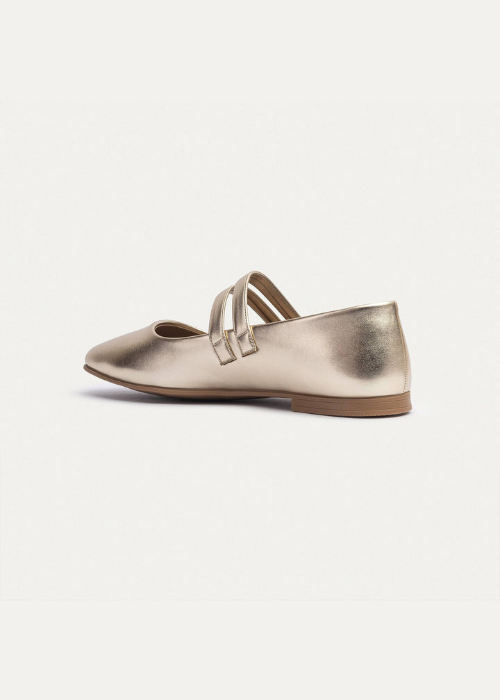 Milan Double Strap Mary Jane Flats | Gold