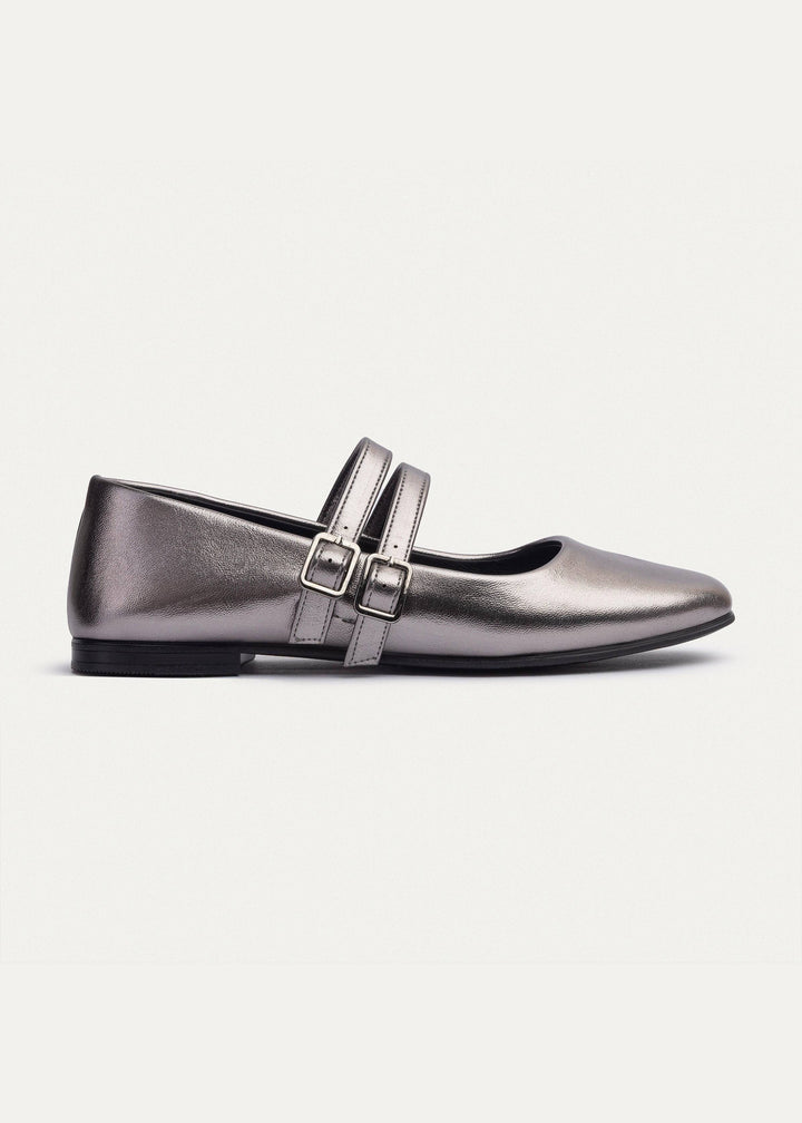 Achilles | Milan Double Strap Mary Jane Flats - Bronze Gray