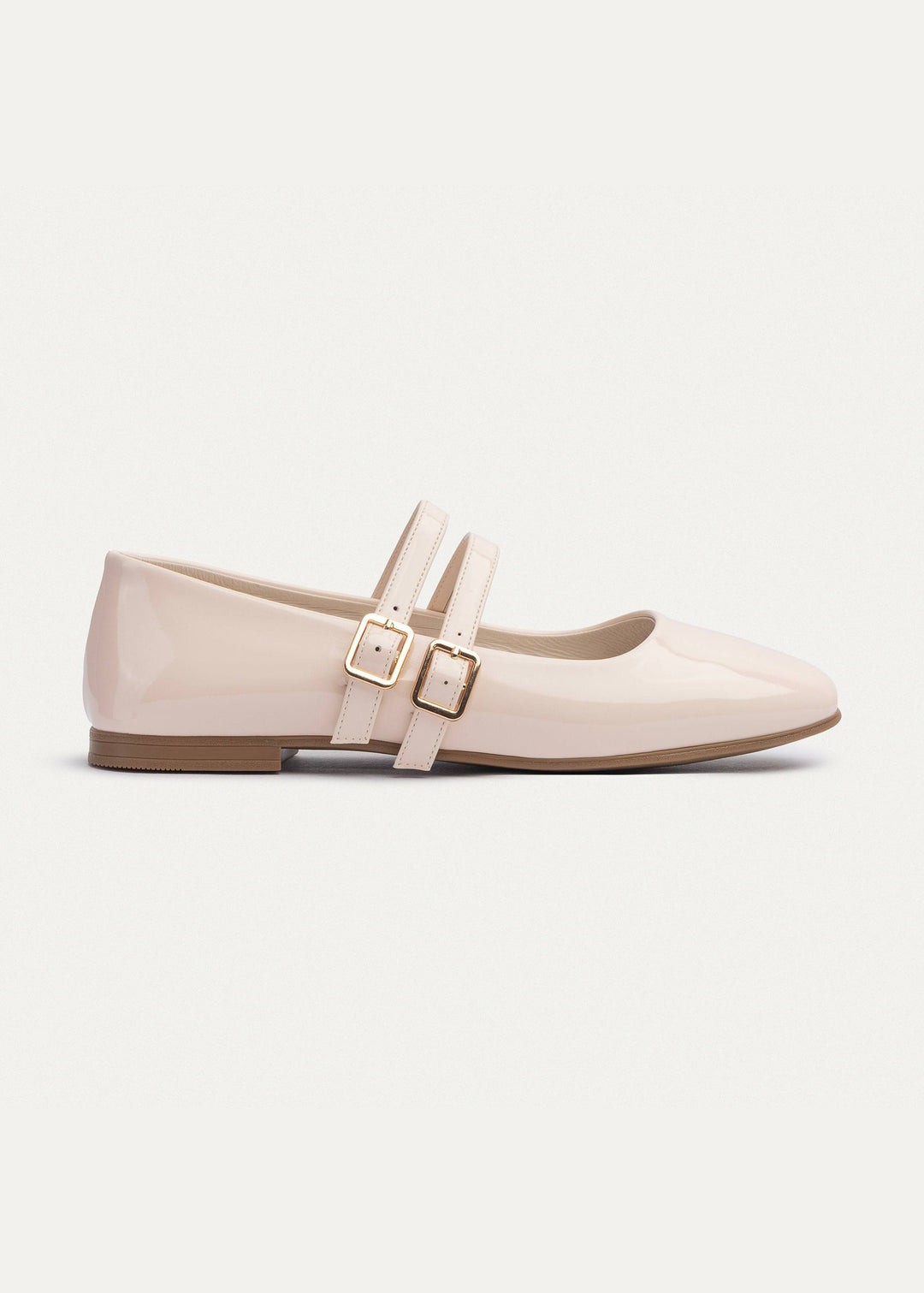 Achilles | Milan Double Flats Mary Jane Flats - Patent Beige