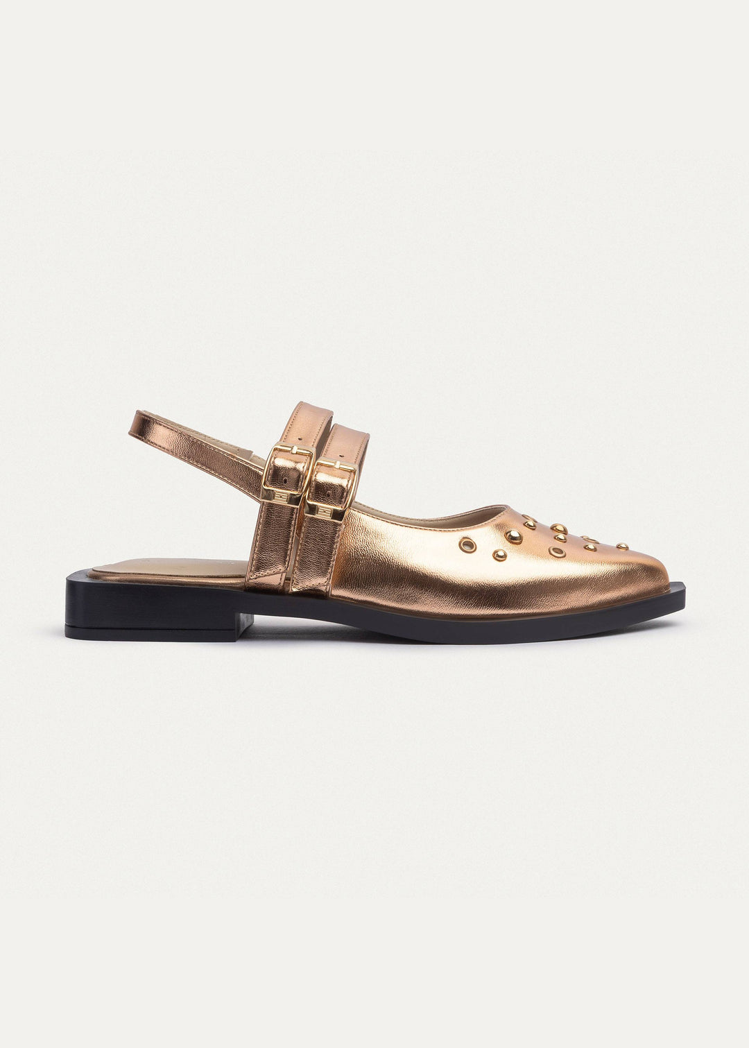 Achilles |  Women's Gilded Stud Slingback Flats - Rose Gold