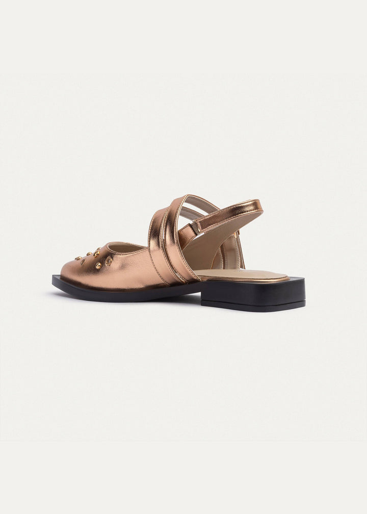 Achilles |  Women's Gilded Stud Slingback Flats - Rose Gold