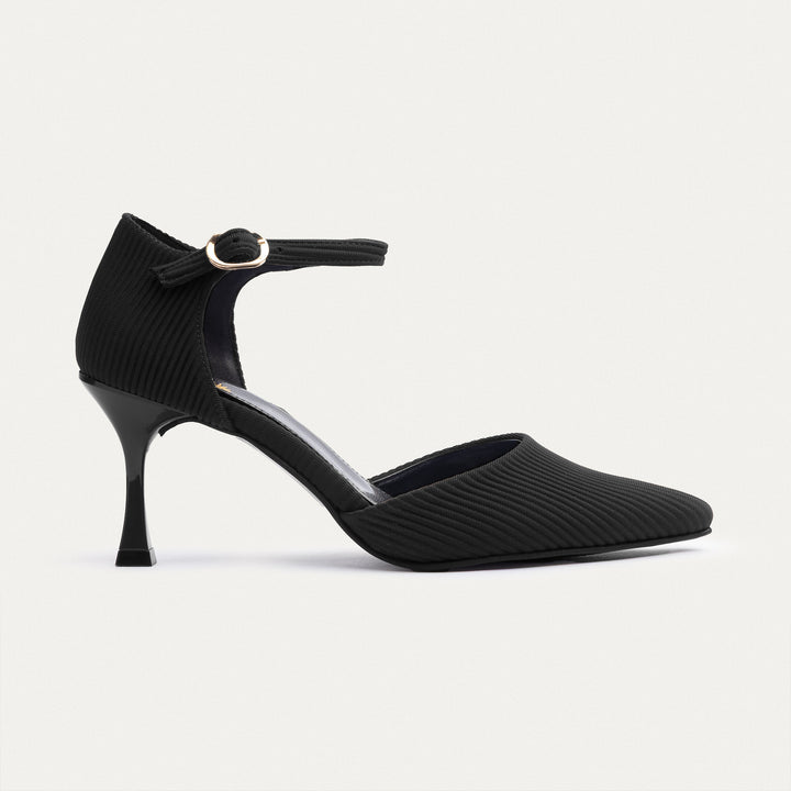 Liana Patent Pointed Heels | Ripped Black