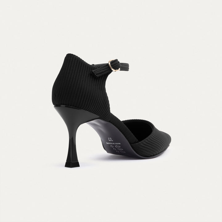 Liana Patent Pointed Heels | Ripped Black