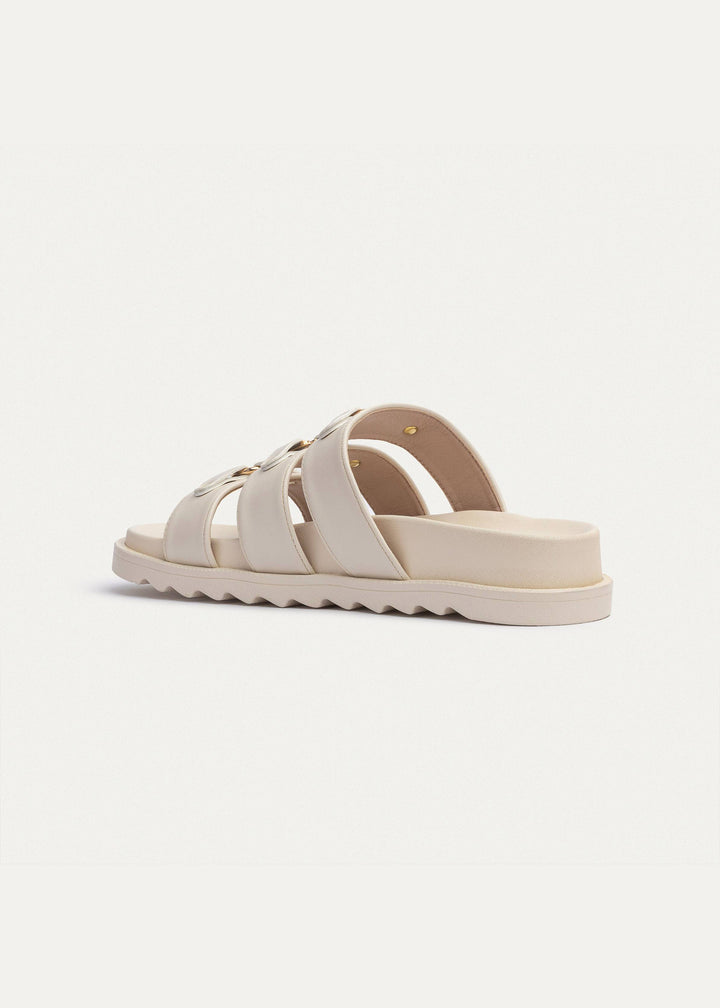 Athena Buckle Slides | Beige