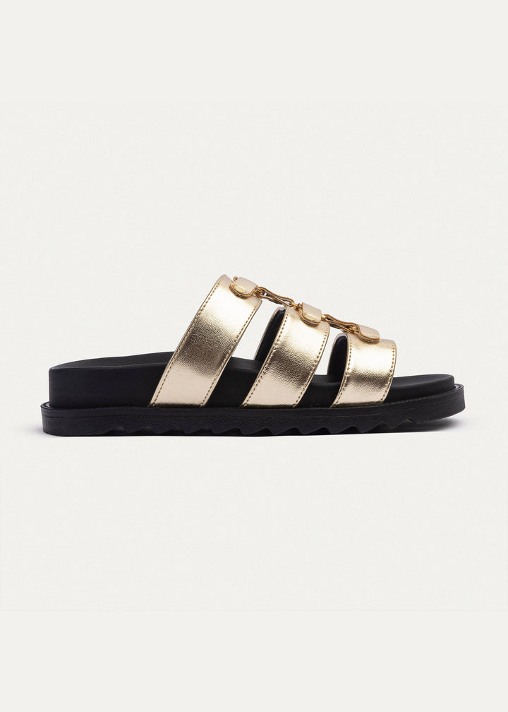 Athena Buckle Slides | Gold
