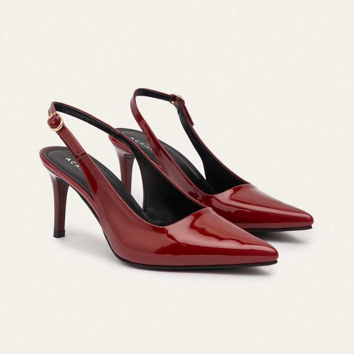 Achilles| Slingback Pointed Heels - Burgundy