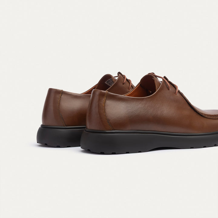 Achilles| Contour Comfort Moc-Toe Lace-Up Shoe - Leather Light Brown