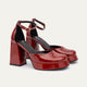 Patent Platform Ankle Strap Pumps | Burgundy