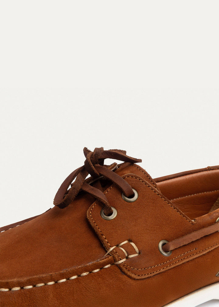 Harbor Men’s Leather Boat Shoes | Cinnamon
