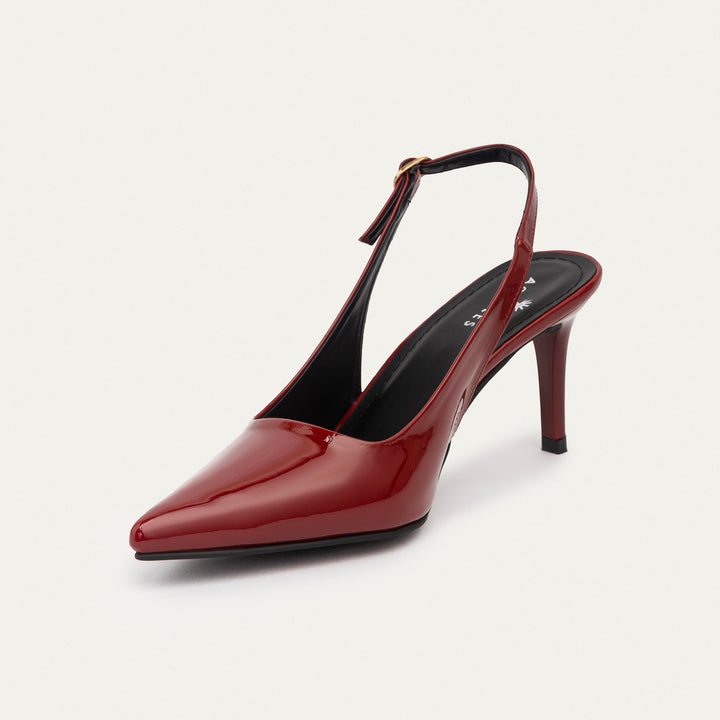 Achilles| Slingback Pointed Heels - Burgundy