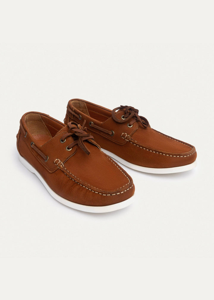 Harbor Men’s Leather Boat Shoes | Cinnamon
