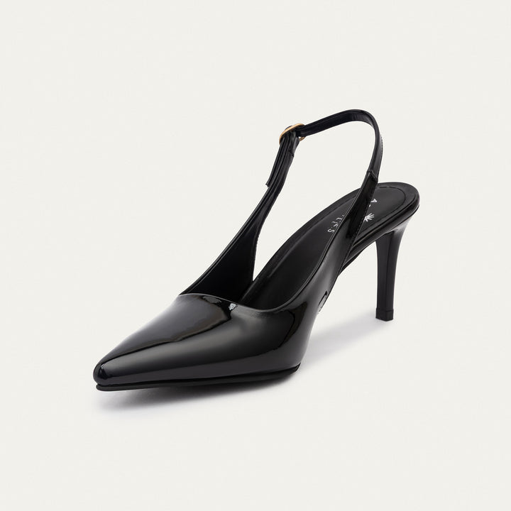 Achilles| Slingback Pointed Heels - Black