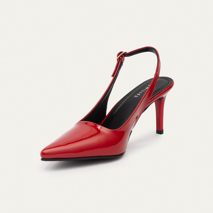 Achilles| Slingback Pointed Heels - Scarlet Red