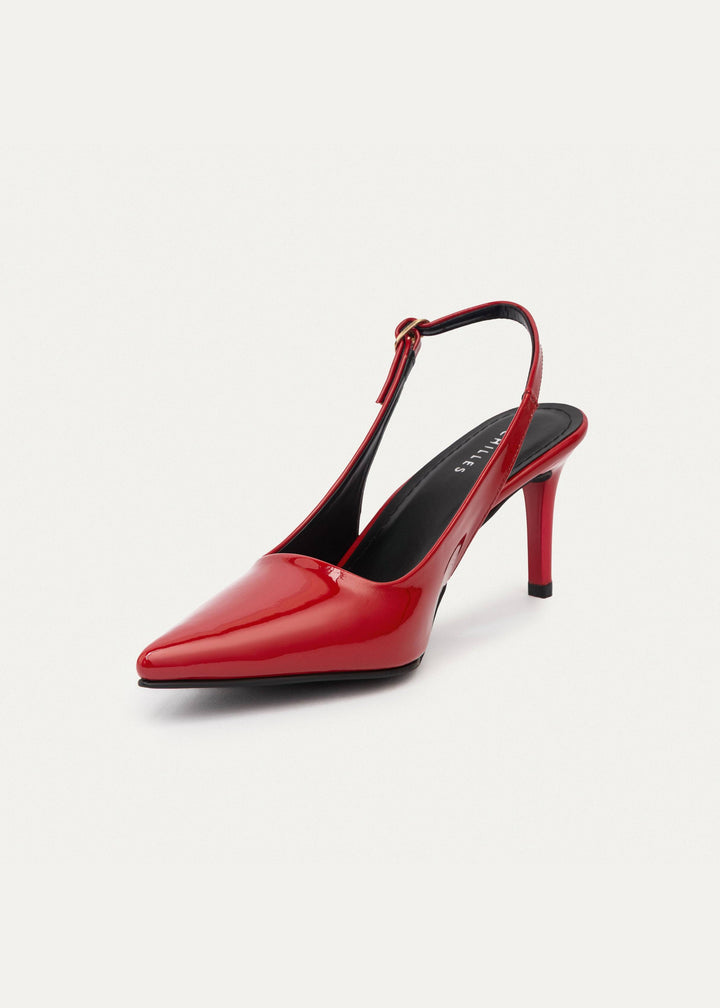 Achilles| Slingback Pointed Heels - Scarlet Red