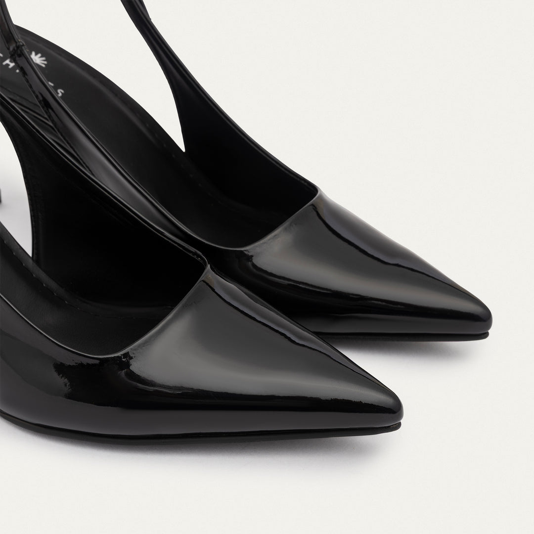 Achilles| Slingback Pointed Heels - Black