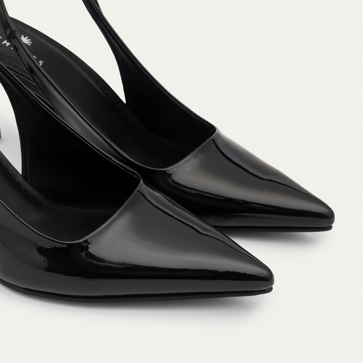 Achilles| Slingback Pointed Heels - Black
