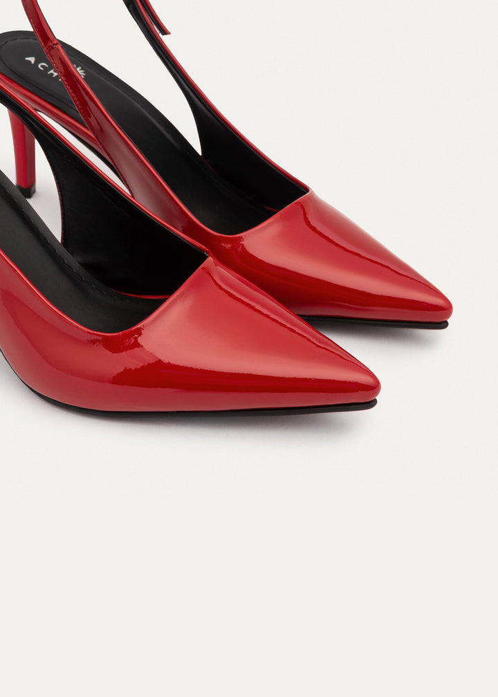 Slingback Pointed Heels | Scarlet Red
