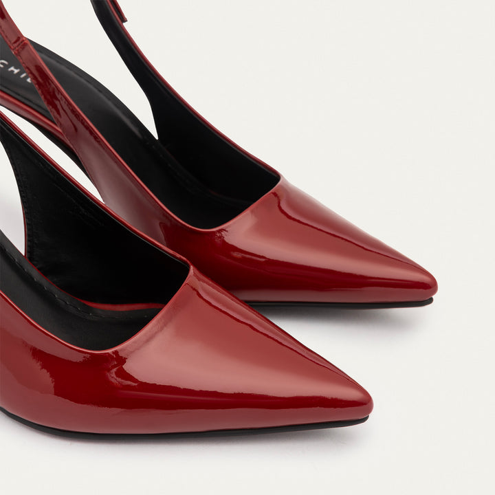 Achilles| Slingback Pointed Heels - Burgundy