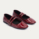 Milan Double Strap Mary Jane Flats | Patent Crimson Red
