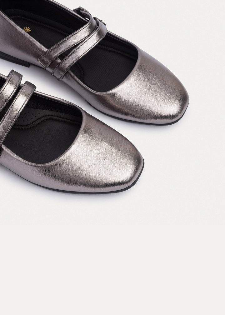 Achilles | Milan Double Strap Mary Jane Flats - Bronze Gray