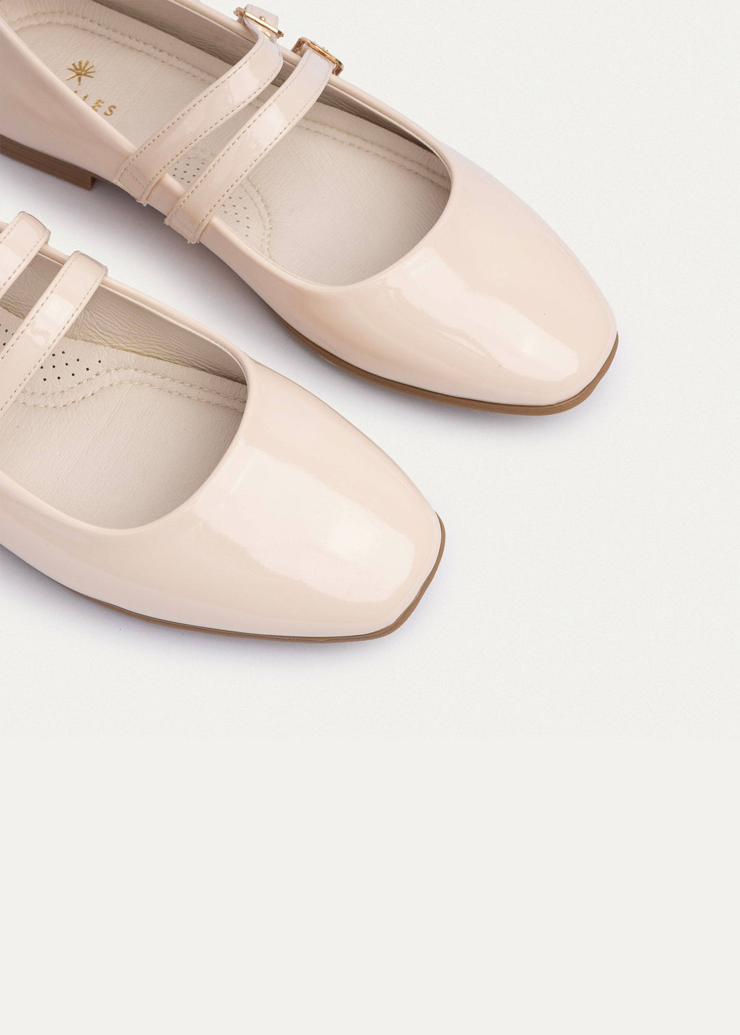 Achilles | Milan Double Flats Mary Jane Flats - Patent Beige