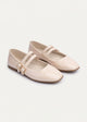 Milan Double Flats Mary Jane Flats | Patent Beige