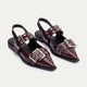 Lana Slingback Buckle Pointy Flats | Deep Wine