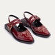 Women's Gilded Stud Slingback Flats | Burgundy