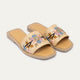 Bloom Embroidered Raffia Slides | Beige