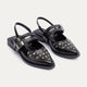 Women's Gilded Stud Slingback Flats | Black