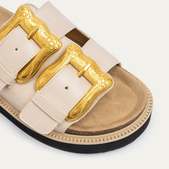 Achilles | Monaco Buckle Platform Sandals - Beige