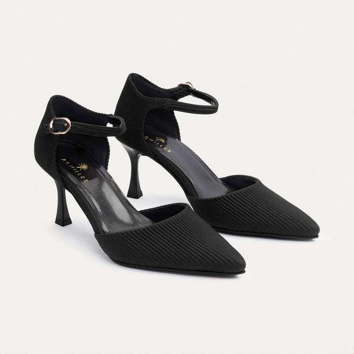 Liana Patent Pointed Heels | Ripped Black