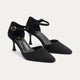 Liana Patent Pointed Heels | Ripped Black