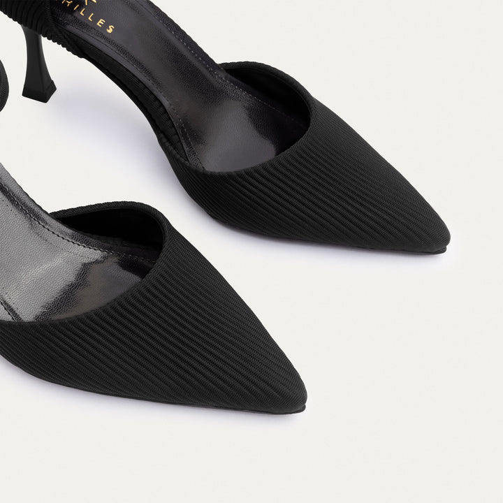 Liana Patent Pointed Heels | Ripped Black