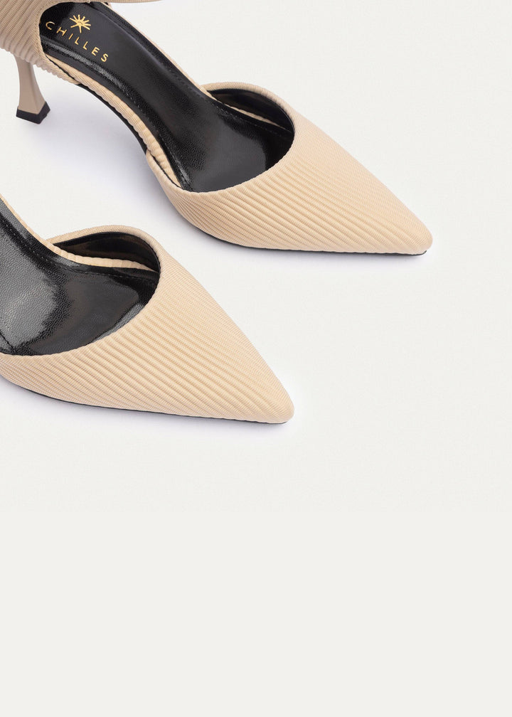 Achilles| Liana Patent Pointed Heels - Ripped Beige