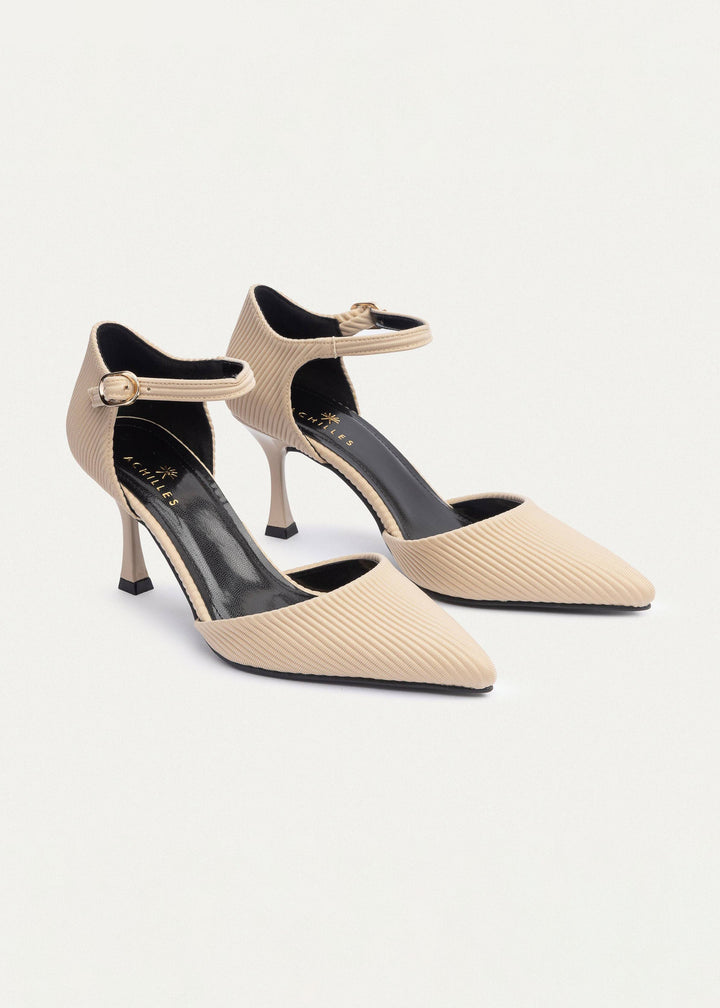 Liana Patent Pointed Heels | Ripped Beige