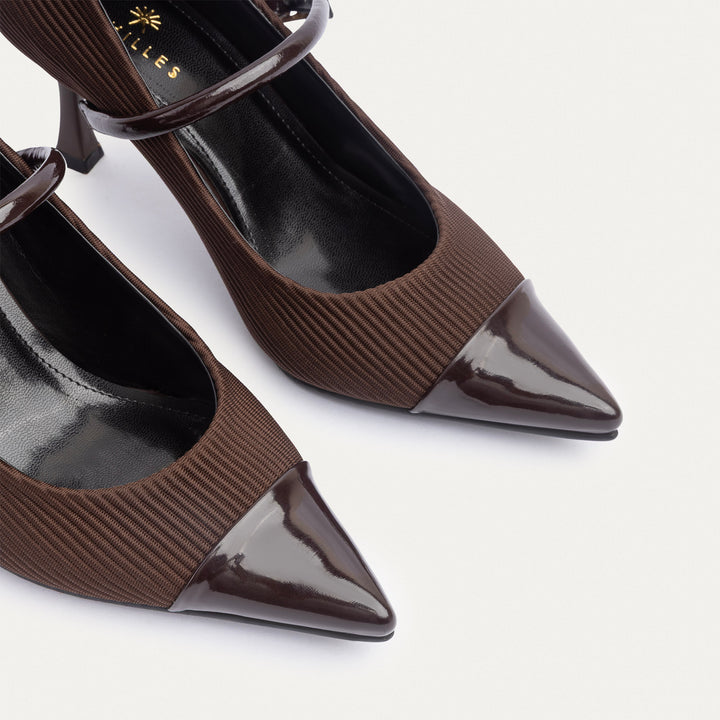 Ribbed Mary Jane Heels | Brown