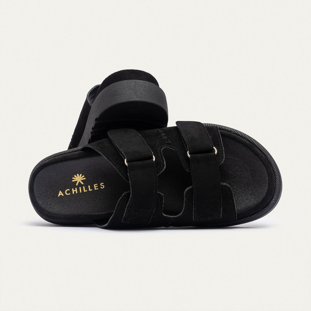 Achilles | CloudStep Double Hook & Loop Slides - Black