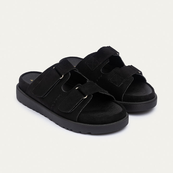 Achilles | CloudStep Double Hook & Loop Slides - Black