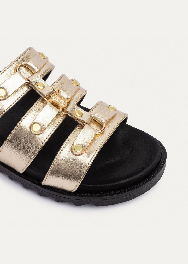 Athena Buckle Slides | Gold